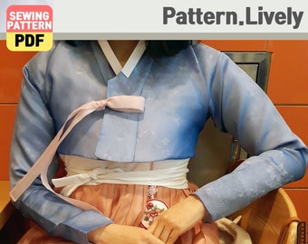 Korean slim fit Dangko-git Hanbok jeogori(tops, blouse) for women/digital sewing pattern PDF