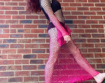 Molde de vestido de crochê em tela, mangas flare, ideal para iniciantes (molde em PDF). Fantasia da Morticia, cosplay, estilo festival gótico. Hobbii Sultan