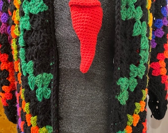 EASY crochet pdf pattern NEUROSPICY red chili  pepper pouch key/chapstick/stash/lighter/vape holder rave festival market AirPods earplugs