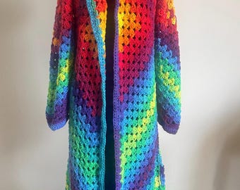 DREAMY DUSTER Diamond long coat, crochet pattern pdf & photo tutorial Custom size and length, made to measure, granny square, crochet jacket