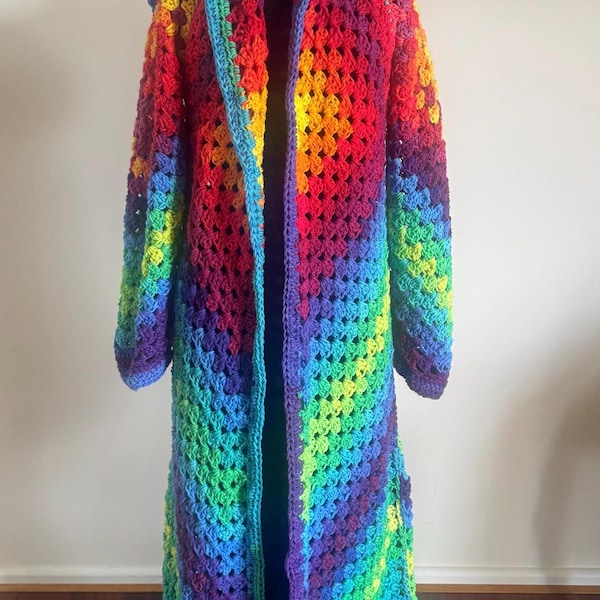 DREAMY DUSTER Diamond long coat, crochet pattern pdf & photo tutorial Custom size and length, made to measure, granny square, crochet jacket