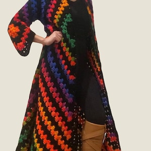 DREAMY DUSTER Diamond long coat, crochet pattern pdf & photo tutorial Custom size and length, made to measure, granny square, crochet jacket