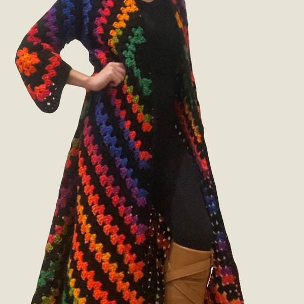 DREAMY DUSTER Diamond Long Taylor Swift coat, crochet pattern pdf, Custom size and length, made to measure, granny square, Jason Momoa