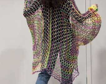 Cómo tejer a crochet el cárdigan Swiftie: Cárdigan de malla fácil HEXIE - cárdigan playero, patrón en PDF para todas las tallas, tutorial con foto y vídeo, verano 2026