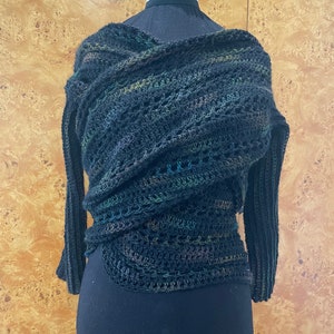 HUG ME TIGHT:Easy all-sizes crochet pattern sweater scarf, scarf with sleeves, crochet snood, cowl, mesh wrap sleeves, sleeved scarf, thneed