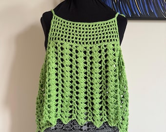 Crochet pattern PDF: Easy summer 2026 singlet tank top in a day  - lace beach coverup all sizes. Simple beginner project w photo tutorial.