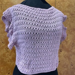 EASY CROCHET pdf PATTERN Short-sleeved sweater in Glinda style with twist back for all sizes, beginner pattern, step by step photo tutorial