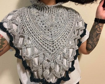 How to crochet Wastelander hoodie cowl/scarf/shawl/snood, pattern pdf instructions & photo tutorial, easy crochet project for all sizes