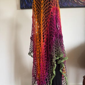 Hoe je zomer/winter mesh SERAPE HAAKT - pdf-patroon alle maten; strandkleed, gezellige herfstlaag, ren faire cape/mantel, kanten poncho, ruana