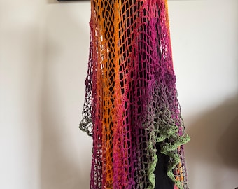 How to CROCHET summer/winter mesh SERAPE -  PDF pattern all sizes; beach coverup, cozy fall layer, ren faire cape/cloak, lace poncho, ruana