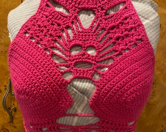 SKULL bralette/crop - festival/metal/rave/goth/alternative/metal/hippie croptop size inclusive how to crochet pattern and photo tutorial