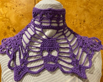 steampunk SKULL CHOKER neck cage Crochet pattern & photo tutorial -emo/gothic/pagan/steampunk Wednesday Addams