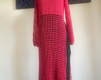 MESH IT MAXI tunic dress crochet pattern, beach coverup, autumn/winter layer, spring 2026, easy pdf,goth Wednesday Addams, festival, swiftie