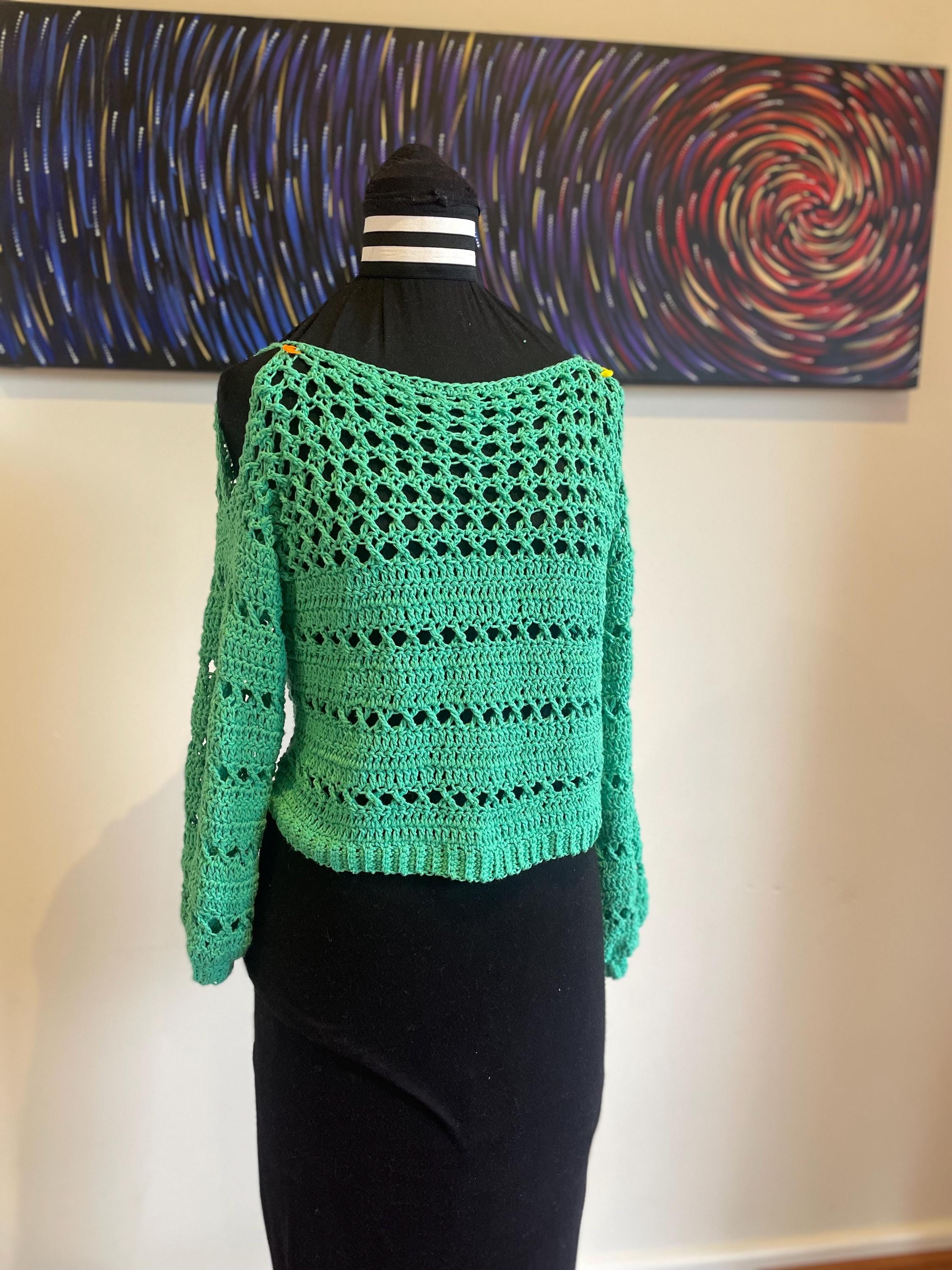 アイドル KEEN AND INTENSE crochet knit moss green SUMMER LOVIN Crochet Mesh Cropped Sweater/shrug, Bell