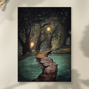 DIN A5 Watercolor Art ~ Hidden Forest Pond - Fantasy - Environmentally Friendly Print ~ Watercolor