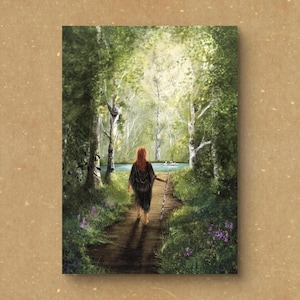 Carte DIN A5 ~ Forêt de bouleaux ~ Forêt, lieu magique, sorcière