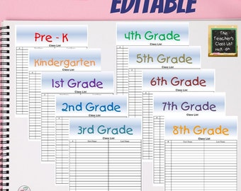 Die Lehrer-Klassenliste PreK-8th Editable Version