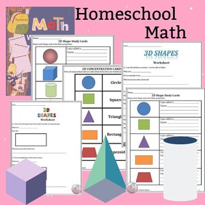 2D- en 3D-wiskundestudiekaarten, spel en werkbladen