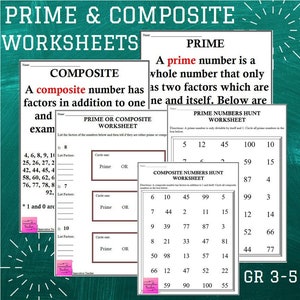 Prime or Composite NO PREP Study Guide and Worksheets