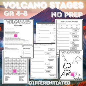 Volcano Stages Worksheets | Middle School Science