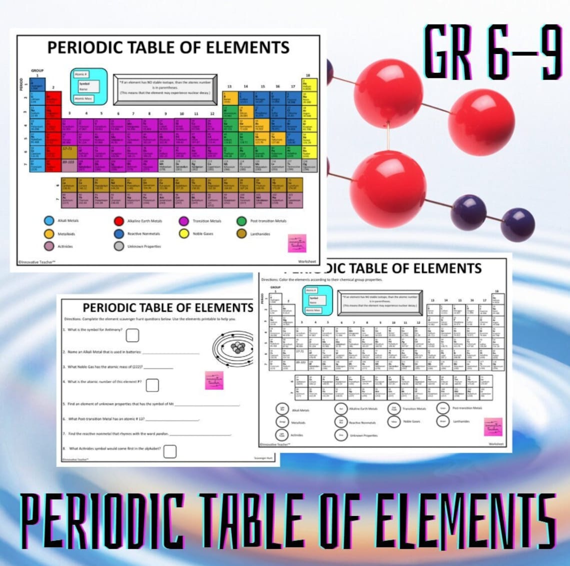 Periodic Table of Elements Printable & Worksheet - Etsy