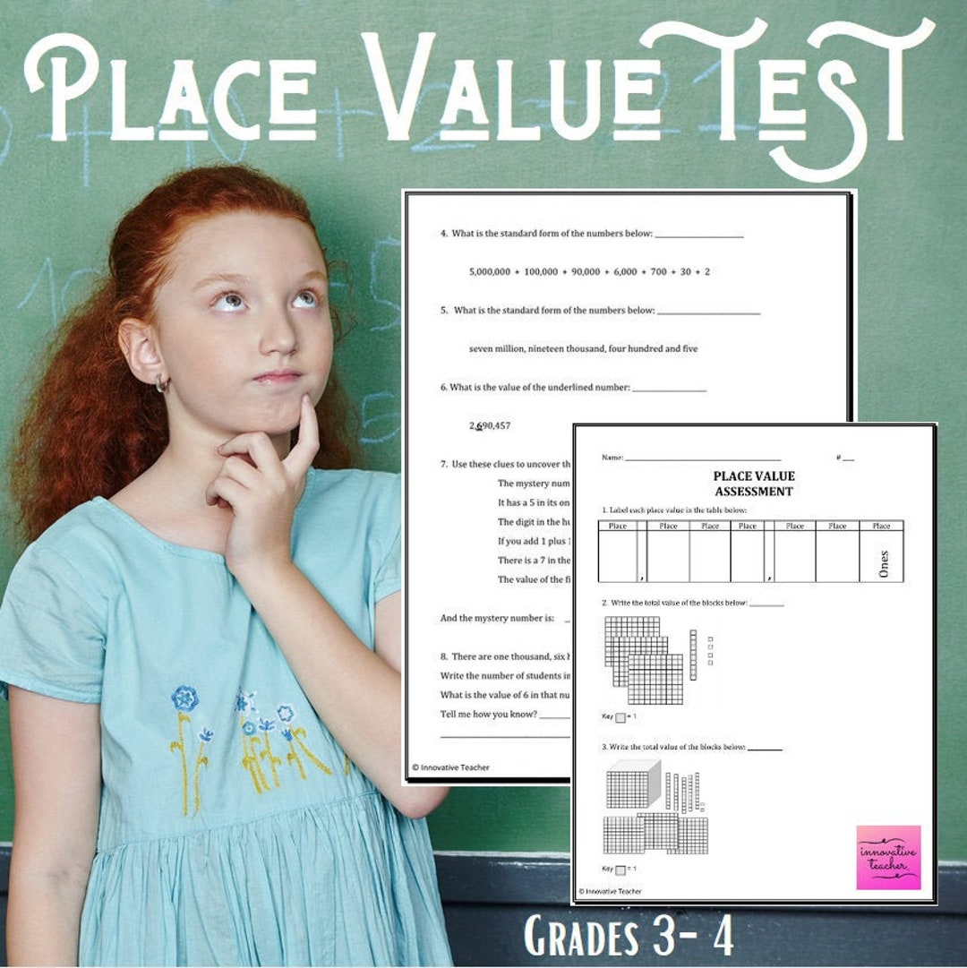 Place Value Math Assessment Etsy