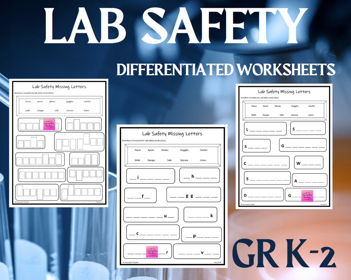 Science Experiement Lab Safety Printable Worksheets Grades K2 Etsy