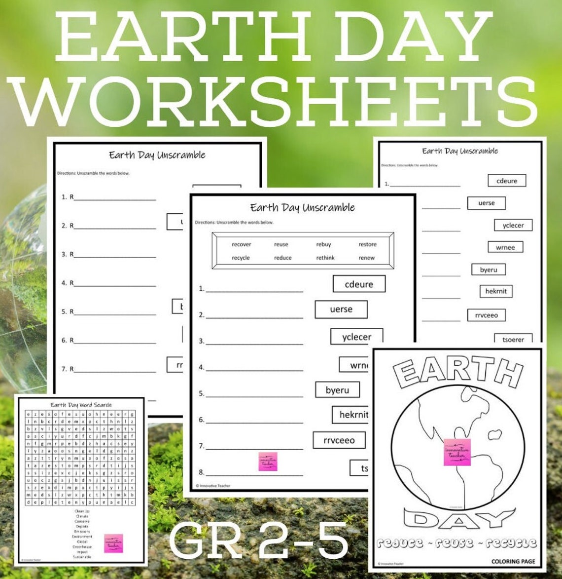 Earth Day Printable Worksheets Etsy