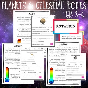 Planets and Celestial Bodies NO PREP Science Worksheets - Etsy