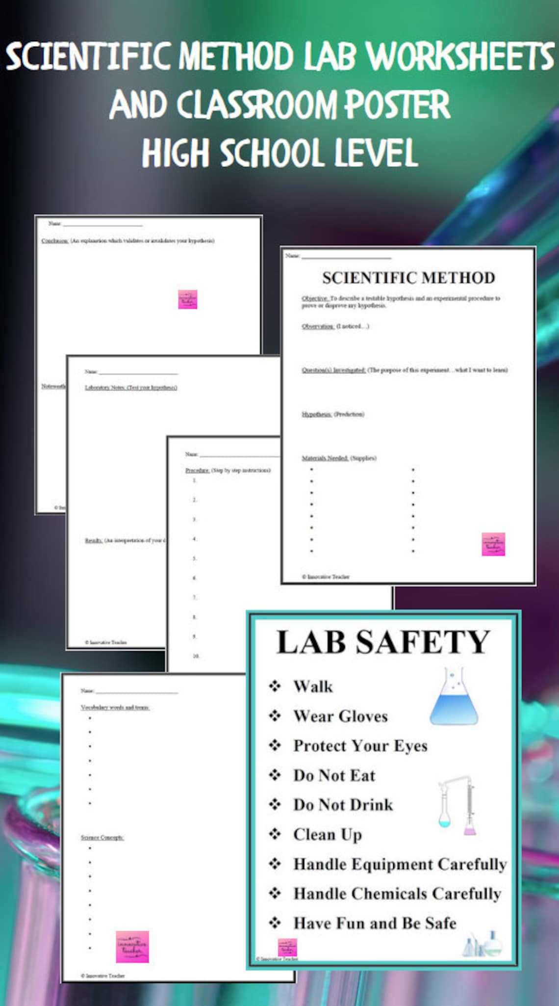 Scientific Method Lab Worksheet & Classroom Poster- High School - Etsy