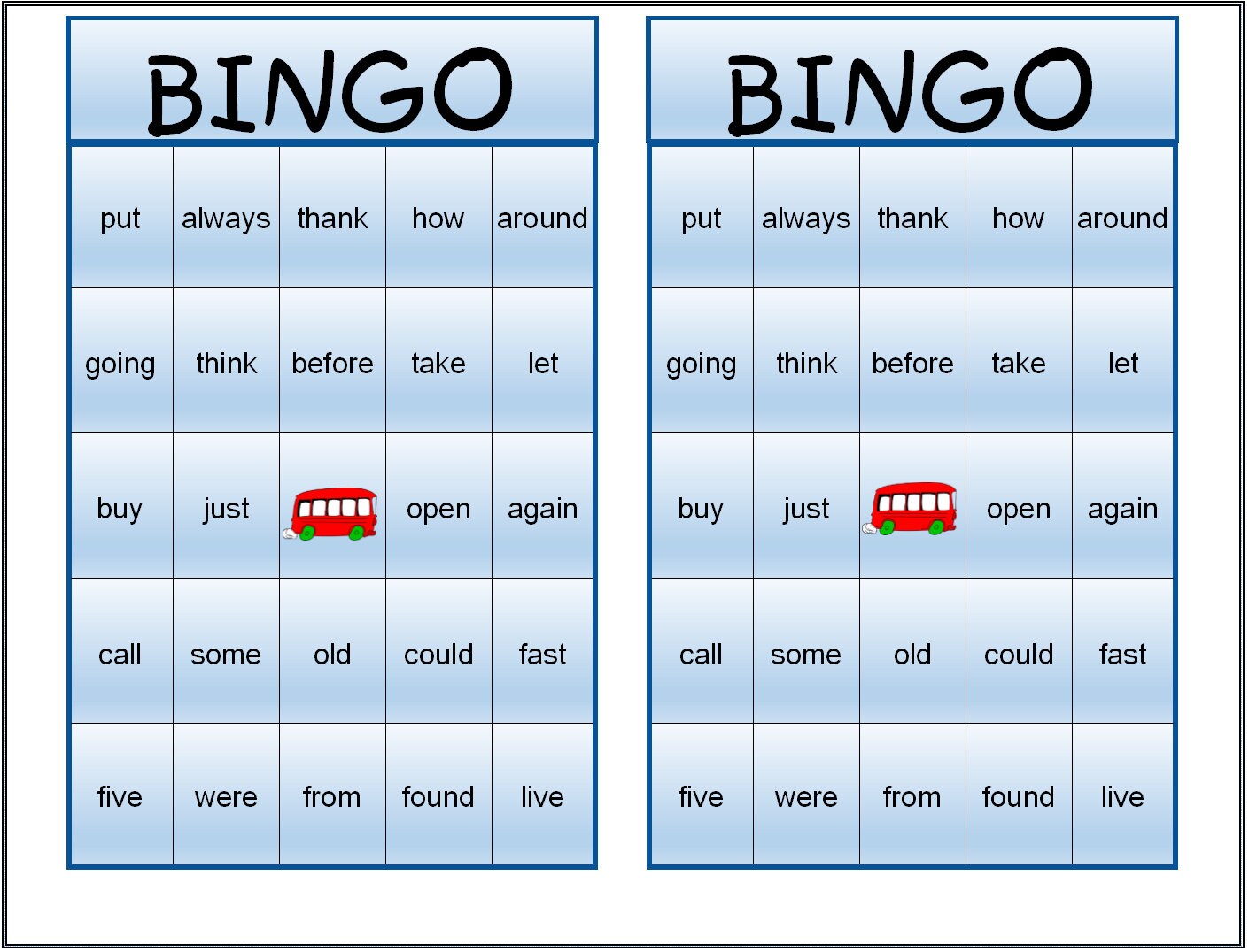 Sight Word Bingo Game Prek-k - Etsy