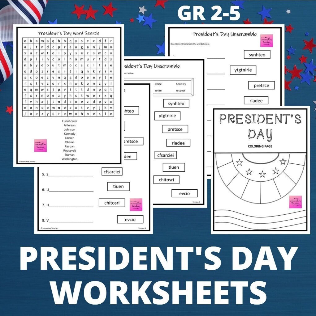 President s Day Printable Worksheets Etsy President s Day Printable Worksheets Etsy