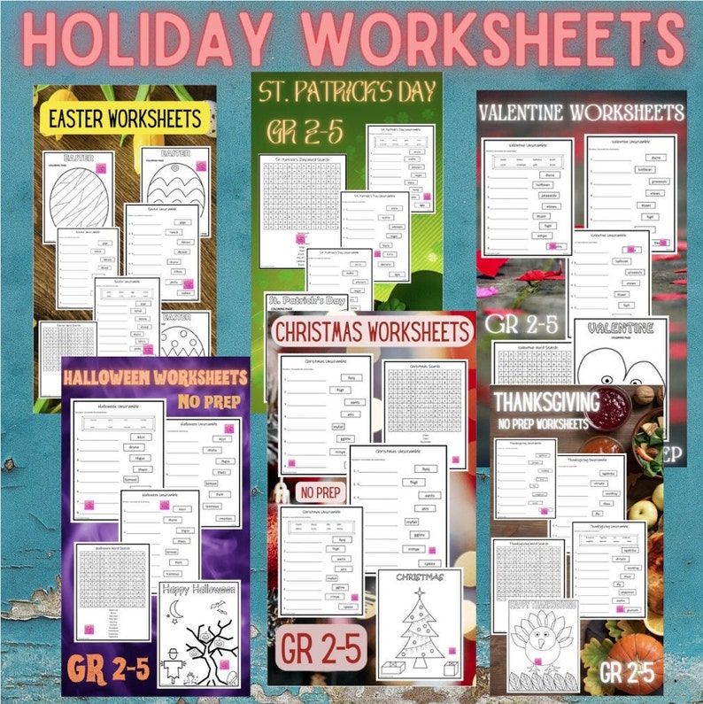 Holiday Printable Worksheets BUNDLE No Prep Etsy Holiday Printable Worksheets BUNDLE No Prep Etsy