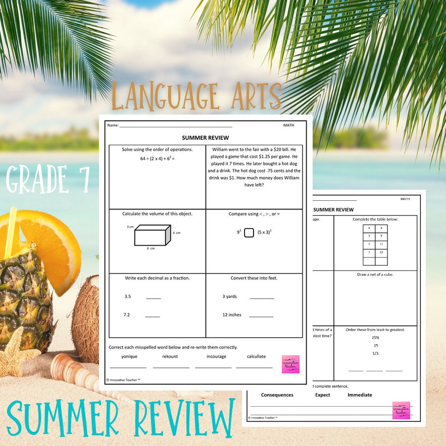 Independent Middle School Printable Worksheets | 7th Grade - Etsy
