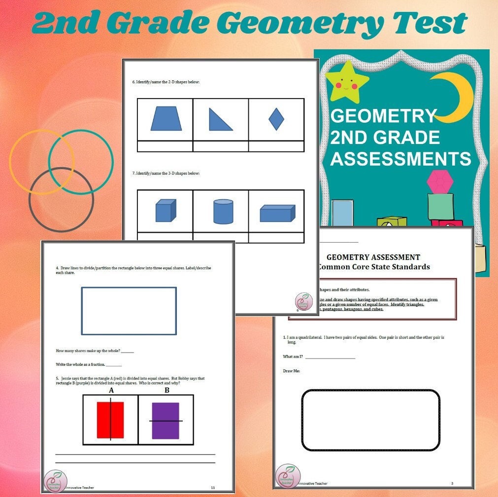 Geometry 2nd Grade Math Assessment (G. 1-3) - Etsy