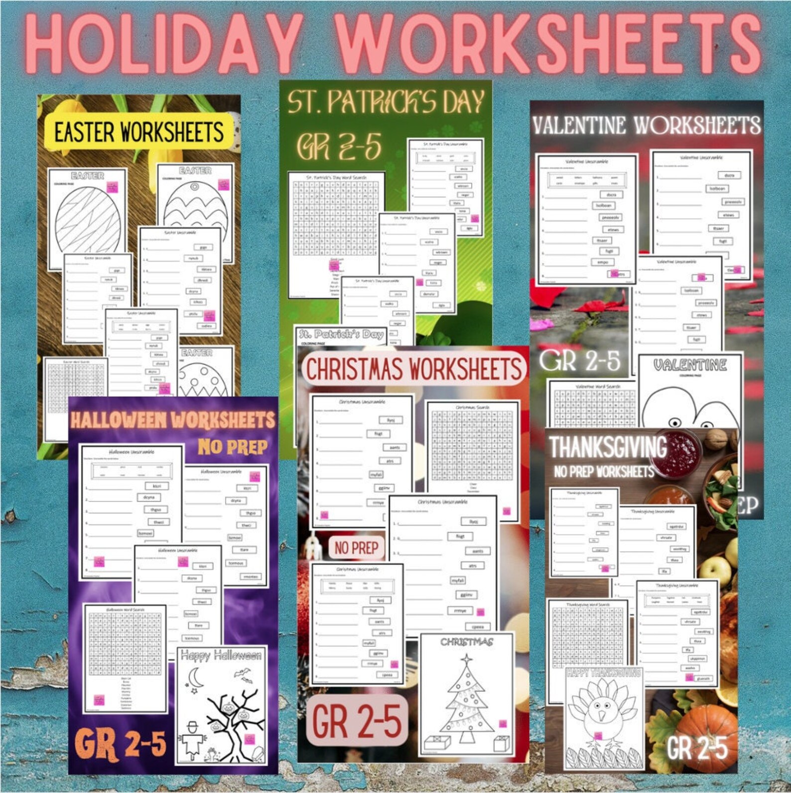 Holiday Printable Worksheets BUNDLE No Prep Etsy