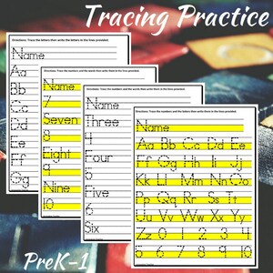Tracing Letters A-Z and Numbers 0-10 PreK-1 Writing Worksheets
