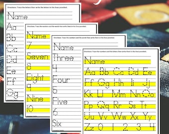 Tracing Letters A-Z and Numbers 0-10 PreK-1 Writing Worksheets