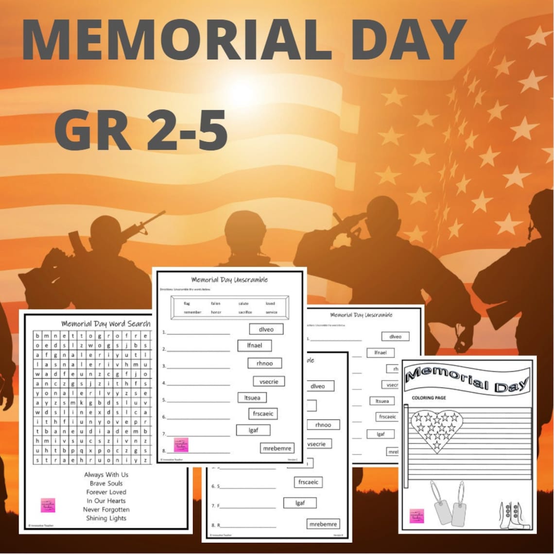 Memorial Day Worksheets and Coloring Page - Etsy