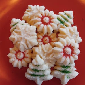 CHRISTMAS Holiday - 3 Dozen Homemade Christmas Holiday Almond Spritz Butter Cookies.  Not gluten free.