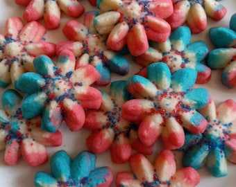 PATRIOTIC SPRITZ COOKIES-  3 Doz Homemade Fresh Almond Spritz
