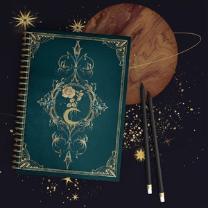 Magic Flower Moon Spiral Notebook - Ruled Line