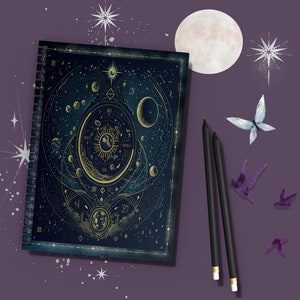 Galaxy Moon Spellbook Notebook - Ruled Line