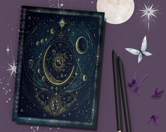 Galaxy Moon Spellbook Notebook - Ruled Line