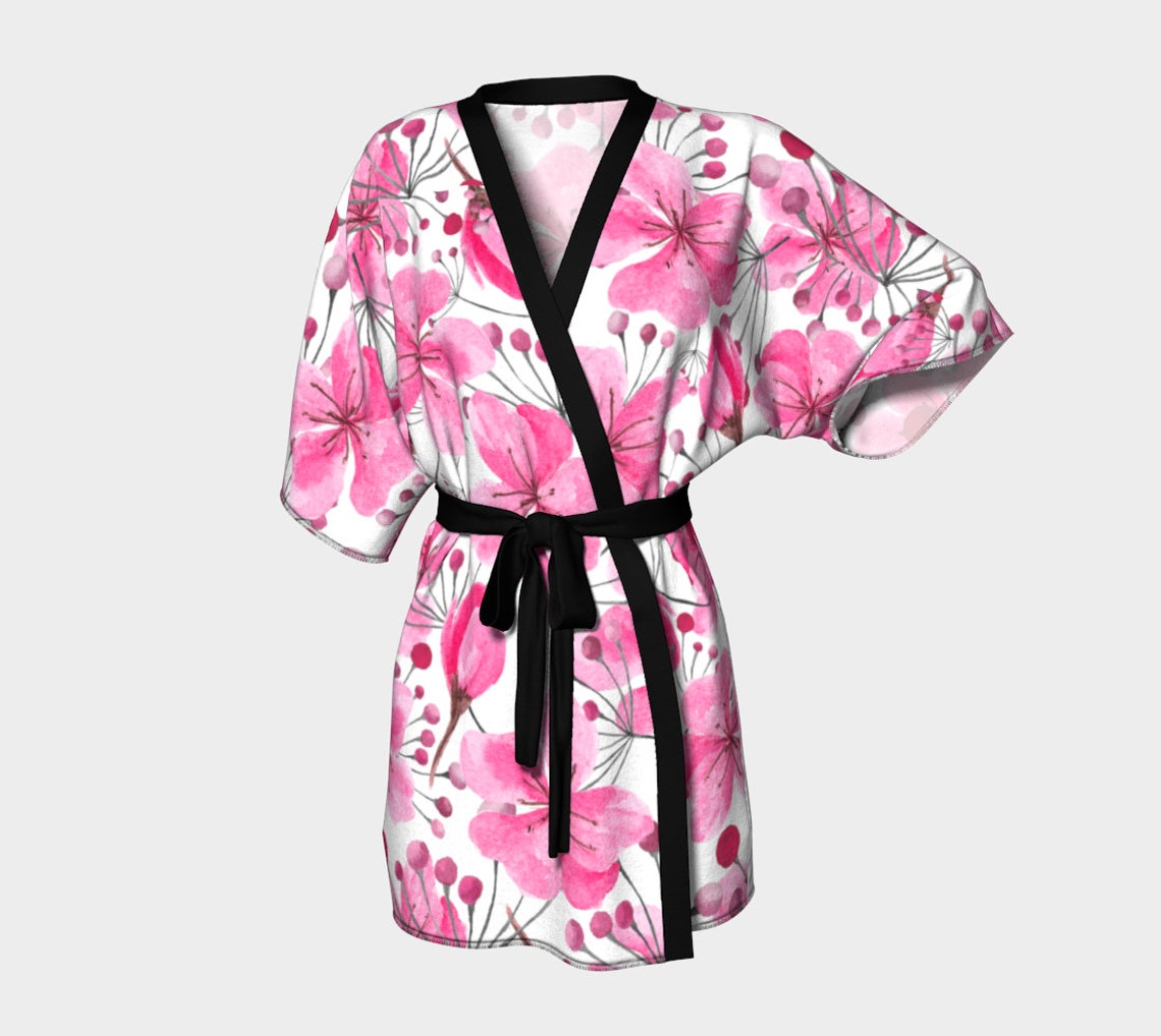 Kimono robe pink flower blossoms | Etsy