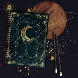 Magic Moon Grimoire Spiral Notebook - Ruled Line