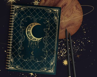 Magic Moon Grimoire Spiral Notebook - Ruled Line