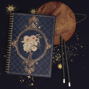 Vintage Magic Rose Grimoire Spiral Notebook - Ruled Line