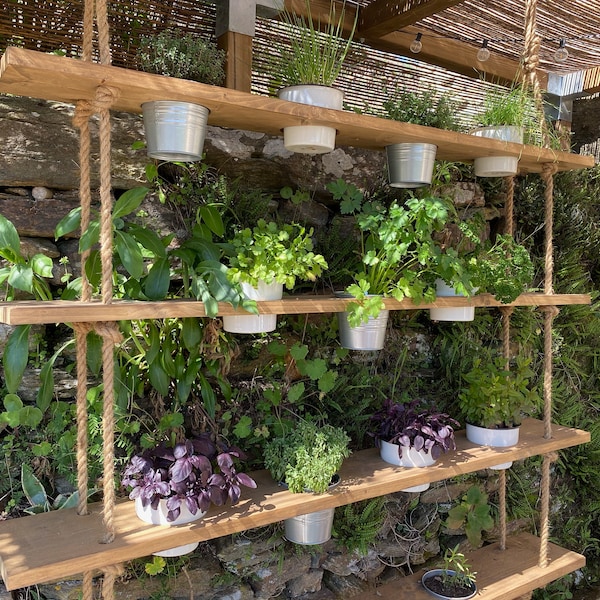 Op maat gemaakte handgemaakte houten hangende kruiden-/plantentuinen