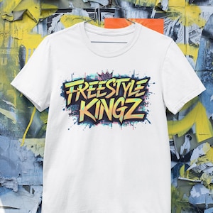 Street Style Hip Hop Graphic Tee, Freestyle Kingz Graffiti Rap Art Shirt, Bold Urban Music T-Shirt Gift, Unisex Men Women Tee, Hip Hop Tee